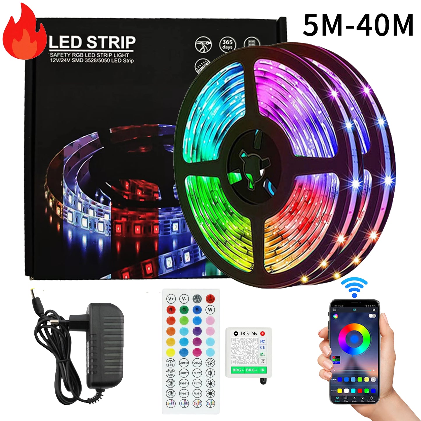 24V Strip Light SMD 3535 Colour Changing Controllable Remote Control Color Strip Lights Led Strip Light Rgb Lights for Room